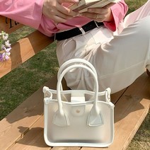 여름 미니 백 투명 가방 토트 숄더 데일리 펀칭 가죽 사첼 탑핸들 에코 서류 여성 pvc 라탄 크로스