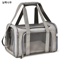 펫백 외출 시 핸드 캔버스 대용량 접이식 고양이 강아지 통풍 차량용 고양이 가방, 그레이, 라지:L,45cm*30cm*30CM