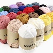 누에르고치 패브릭얀 (29색) NUERGOCHI fabric yarn 져지 원단으로 털날림이 없고 부드러운 감촉으로 피부가 예민하신 분에게도 안전 뜨개질 대바늘 코바늘, 02.아이보리, 1개