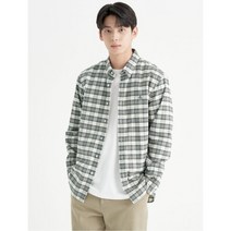 BEAN POLE 레귤러 라이트 그린 브러쉬드 미디엄 체크 셔츠 296435