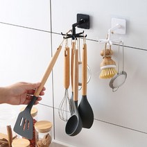 회전되는 접착식걸이 조리도구 청소도구 다용도수납, 회전걸이 소 1P 화이트