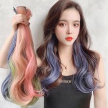 롱 컬러 그라데이션 헤어피스 브릿지 붙임머리 여성가발, DDB_라벤더, DDB_상품선택