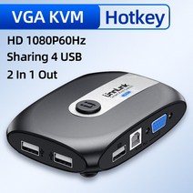 UNNLINK-VGA KVM 스위치 핫 키 1080P 비디오 스위처 컨트롤러 4 USB PC-TV 모니터 프로젝터 2 인 1 아웃, 01 Hotkey