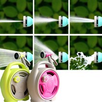 워터릴호스 자동호스릴 원예 정원 세차 청소 잔디물주기 COMPACT 6분사기능 스프레이건 호스10M 마이크로 호스릴세트, 그린