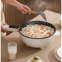 Rongshida 전기 프라이팬 올인원 다기능 전기냄비 튀김기, 3-5인용 초대형 4.5L+ 찜기(기계식)