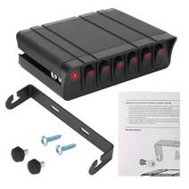 카라반 캠핑카 부품 수리용품 24v 12v 6 버튼 라이트 토글 스위치 패널 퓨즈 상자 led 표시기 자동차 액세서리 보트 트럭 트레일러 caravan rv camper, 검은색, 1개