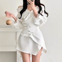 제이앤썸 오프숄더 언발 셔츠 원피스