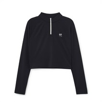 여성 베이직 애슬레저 반집업 긴팔 크롭티 NY Black