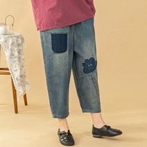 [디얼마미] 구름 패치 청바지 미시옷 빅사이즈 엄마옷 중년 여성 마담