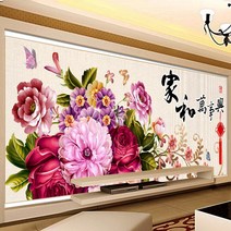가화만사성 초대형 보석십자수 diy 재료 부의상징 모란꽃 목단 다이아몬드 십자수, 150x60cm
