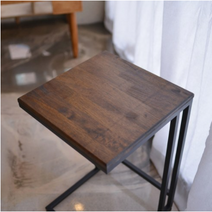 나무궁 원목 아이언 사이드 테이블 400 x 400 x 668 mm, 월넛 브라운시리즈(상판) + 블랙(다리)