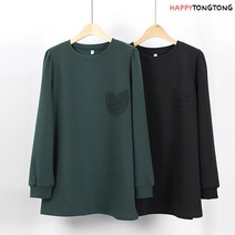 해피통통 레이스 주머니 포인트 셔링 특양면 티셔츠