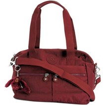 Kipling 여성용 클라라 핸드백 액세서리 정리 탈착식 어깨끈 이중 운반 손잡이 주름 나일론 백 다크 플럼 토널 621157, Intense Maroon B