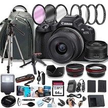 캐논 r50 Canon (캐논) EOS R50 미러리스 일안 카메라 RFS 1845mm f/4.56.3 STM 렌즈 100S 슬링 백팩 64GB 메모리 카드 프로페셔널 포토 번들