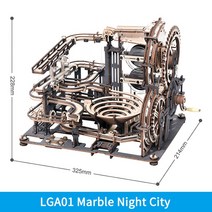 어린이 선물 호환 레고 Robotime ROKR 대리석 밤 도시 3D 나무 퍼즐 게임 조립 워터 휠 모델 장난감 어린, 01 Marble Night City