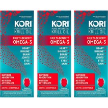 미국직구 코리 크릴 오일 오메가-3 600mg 60 소프트젤 멀티 베네핏 오메가-3 서플먼트 우수한 오메가-3 업저브 대 피쉬오일 및 비린내 없는 트림 (3개 팩), 수량, 상세참조