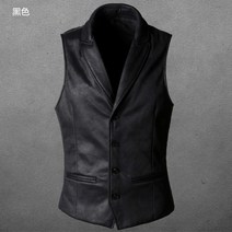 남자 가죽 조끼 카라 정장 라이더 바이크 배달 베스트 슬림 단추 카우보이