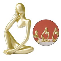 현대 추상 조각 수지 예술적 사상가 피규어 생각하는 사람 생일 선물, 02 Gold Left