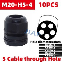 10pcs 케이블그랜드 10pcs M20X1.5 방수 케이블 글 랜드 더 많은 개요 구멍 나일론 MG20A 분할 구조 조인트, 10 MG20A-H5-4 BK 10PCS