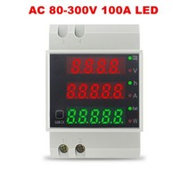 Din 레일 다기능 LED 디지털 에너지 미터 AC 80-300V 250-450V 0-100.0A 전류계 전압계 볼트 앰프 전압 전류계 318661, CHINA, AC 80-300V LED