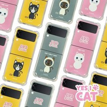 케이스 샴픽 일러스트 F707) CAT YES 캐릭터 700 아이캣 범퍼 갤럭시 (SM-F 아트 제트 Z플립 I 쿠션