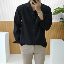 로니제이 남자 오버핏 폴리 스판 구김적은 오픈카라셔츠