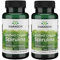 Swanson 스완슨 유기농 스피루리나 500mg 식물성 정제 180정, 2