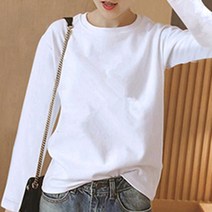 여성 봄가을 면 무지 이너 기본핏 긴팔 티셔츠