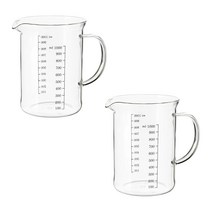 이케아 바르다겐 눈금 계량컵 1L 과학실 주방 비커 투명 라면 소분 베이킹, 2개