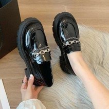 여성 구두 가죽 두꺼운 바닥 로퍼 캐주얼 화 체인 예쁜 귀여운 패션 선물 직장인 대 학생
