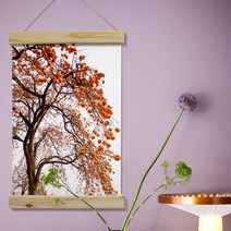 데코밍샵패브릭족자_40CmX60Cm-재물복이주렁주렁감나무_우드스크롤_ps647