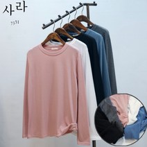 사라7351 부들스판 속기모 여유핏 베이직 라운드티셔츠