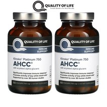 키노코 플래티넘 AHCC 표고버섯균사체 750mg 60베지캡슐 퀄리티오브라이프 2개세트