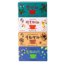 다예 맛있는 꽃잎차 모음, 뽕잎차 + 민들레차 + 국화꽃차 + 녹차, 25세트