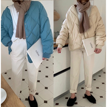 유니클로 대체 다이아 누빔 점퍼 웰론 경량 패딩 깔깔이 U넥 라운드 노카라 연예인 드라마