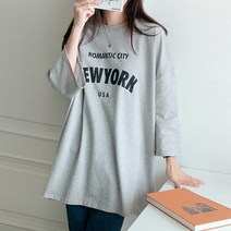 빅걸스토리 빅사이즈 여성 뉴욕 박스 오버핏 긴팔티셔츠