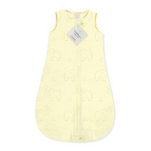 SwaddleDesigns 스와들디자인 양방향 지퍼가 달린 면 침낭 미국산 프리미엄 플란넬 파스텔 블루 리틀 치키 3-6MO, Yellow Deco Elephant_Large 12-