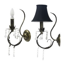 흑색 엔틱 촛대 벽등 E17 램프포함 직부 무드등 카페등 레스토랑 엔티크 침실등 빈티지 거실등 벽걸이등 캔들 포인트등 디스트레스드 벽부등 레트로 벽조명 매장조명 크리스탈 장식 갓등, E17 주광색