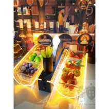 조명 접시 과일 안주 클럽 나이트 LED 바 플레이팅, 스테인레스 스틸 조명 4칸 스낵 트레이