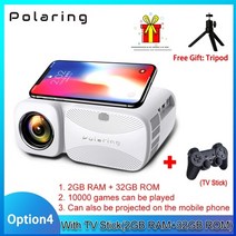 가정용빔프로젝터 미니빔프로젝터 스마트빔 polaring a1 기본 실제 1080p 4k 비디오 2.4 amp 5g hd 4000 루멘 홈 시네마 proyector 캠핑, TV 스틱으로 2-32, 우리 플러그