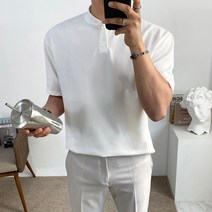 구스마켓 남성용 심플 헨리넥 반팔 티셔츠