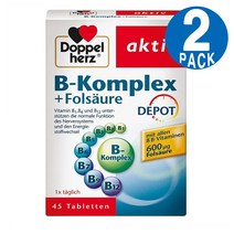 Doppelherz Vitamin B Komplex Folsaure 독일 도펠헤르츠 복합 비타민B 엽산 함유 45정 2팩