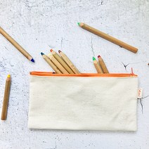 무지 Cotton 100% 친환경 면필통 파우치, 자주