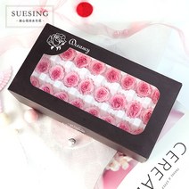 수제자료 숙심화방 오리지널 영생화 오스틴 장미꽃 기재 DIY 재료 핸드메이드 제작 2CM 신선도유지 1643809483, 핑크 라인 핑크 하트 24 송이
