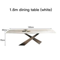 6인 원목 식탁 세라믹 4인 반타원 이탈리아어 사용자 정의 가정용 아파트 미니멀리스트 라이트 럭셔리 락 보드 직사각형 테이블, 1.6m 흰색 테이블