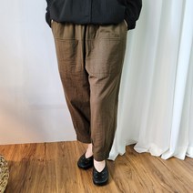 캐주얼 간절기 뒤 시보리 이중지 면 바지 미시 고무줄 빅사이즈 세미 항아리 팬츠 염색옷 인사동스타일 이플