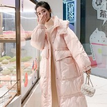 롱패딩 이월 상품 역시즌 패딩 여중생 구스다운 신소재 연예인 겨울 허리 밴딩 캐주얼