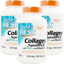 닥터스베스트 콜라겐 타입 1 앤 3 500mg 캡슐, 240개입, 3개