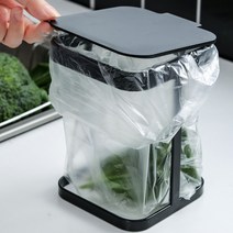 리빙에이지 철제 음식물 쓰레기통 비닐봉투 거치대, 블랙