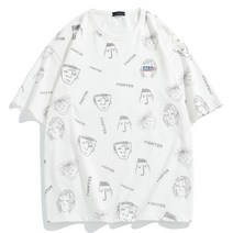 한국 여성 의류 주로면 반팔 티셔츠를 밀어 여성 2022 년 봄과 여름 새로운 느슨한 트렌드 흥미로운 인쇄 티셔츠